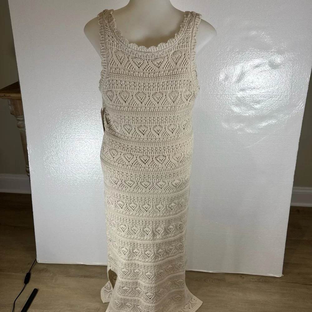 LC Lauren Conrad Cream Crochet Midi Dress - Picture 2 of 10
